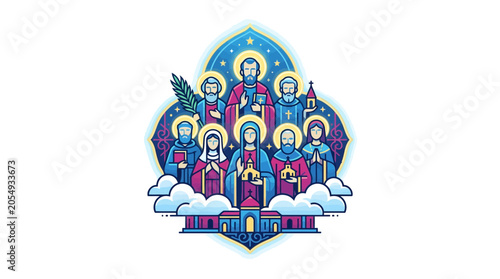 Φωτογραφία Christian Saints and Holy Figures in Byzantine Style Illustration
