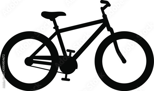Foto Black silhouette of a mountain bike isolated graphic design element for cycling