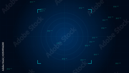 Cuadro en lienzo Digital holographic HUD interface background with radar display