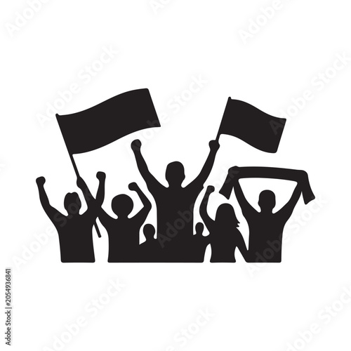 Football Fans Cheering Silhouette Vector