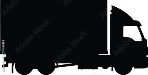 Black silhouette of a cargo delivery truck side view