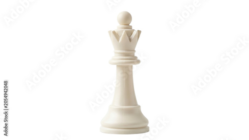 Obraz na płótnie Elegant white queen chess piece isolated PNG, strategic game element for design