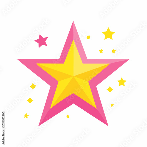 Yellow and Pink Star with Sparkles