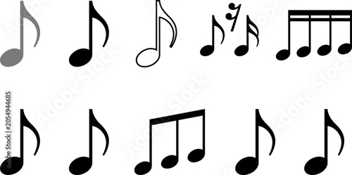 Quadro su tela Musical Note Silhouette Icon Collection Featuring Eighth Sixteenth and Beamed No