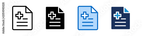 Medical Report Icon Collection With Multiple Styles