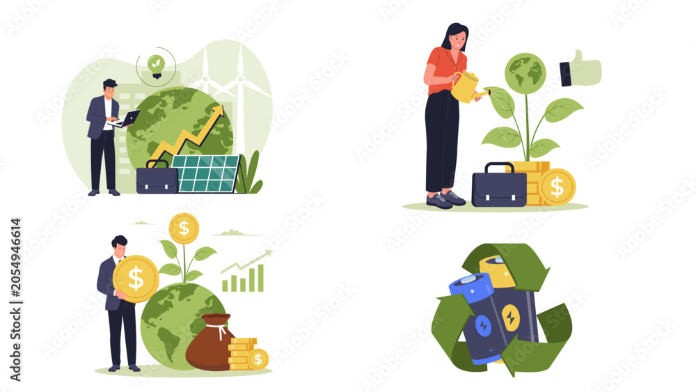 Fototapeta premium Sustainability and ESG icon set corporate environmental concepts vector illustration