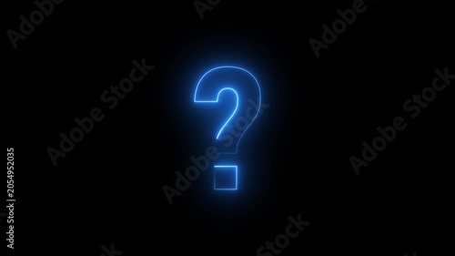 Question mark sign animation. blue Neon colored digital 3D big question rotating. Cyberspace questions asking doubts confusing problems.4k video.