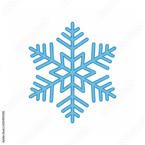 Blue Snowflake Icon in Flat Design