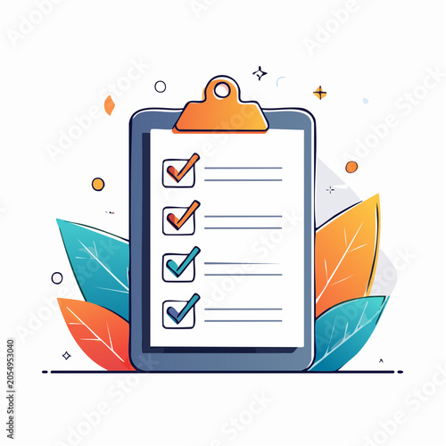 Checklist with Completed Tasks and Leaves