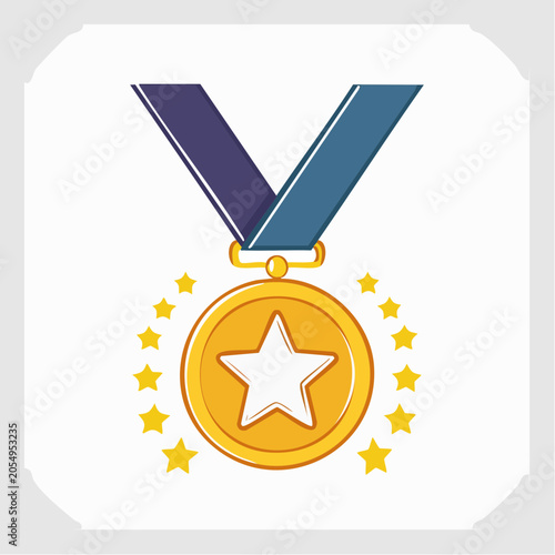 Gold Medal with Star and Ribbon