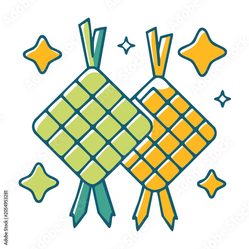 Ketupat Flat Design Illustration