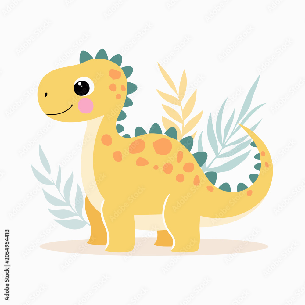 Naklejka premium Cute Yellow Dinosaur Illustration