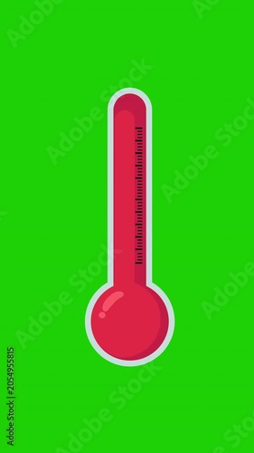 Thermometer Temperature Increase and Decrease Animation Green Screen 4K