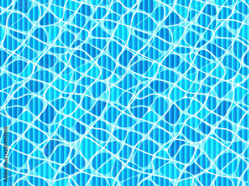 Glossy Horizontal glass lines over a seamless blue pool water texture background