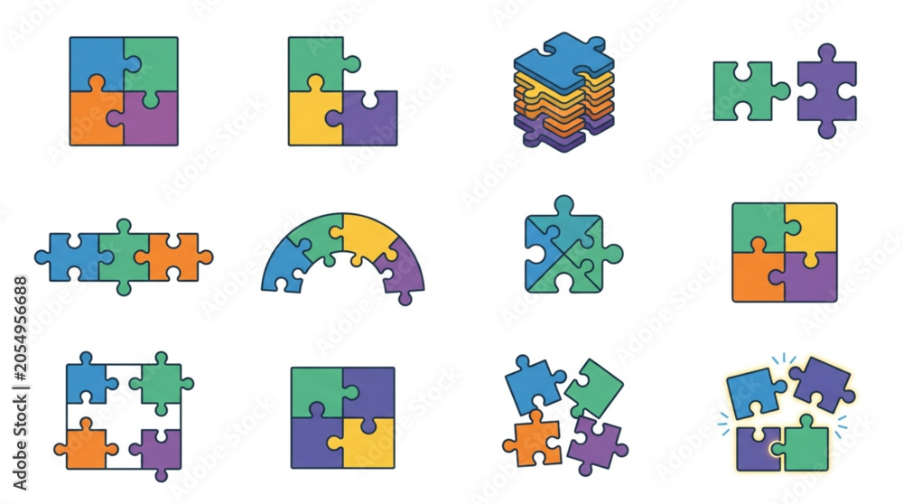 Naklejka premium Colorful Puzzle Piece Graphics