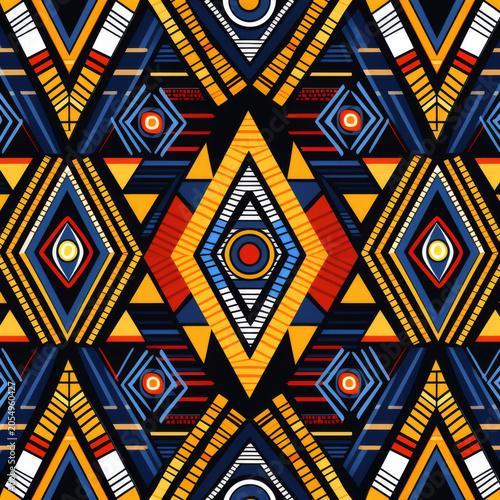 Vibrant and intricate traditional African pattern showcasing cultural elements