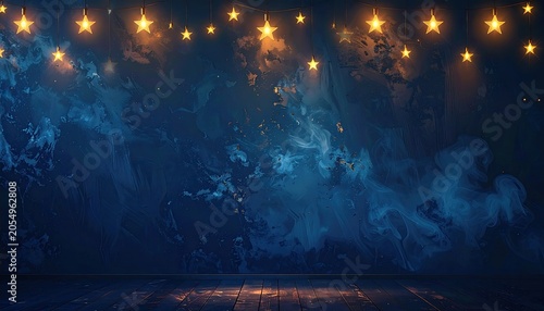 Mystical Night Sky with Twinkling Star Lights and Nebula Clouds.