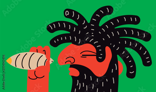 Obraz na płótnie man with dreadlocks smoking medicinal and recreational cannabis