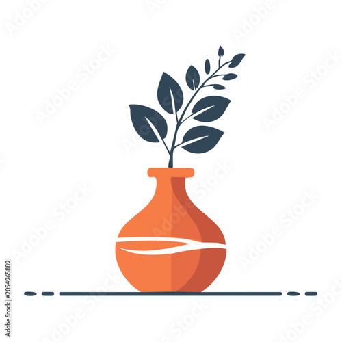 Flat Design Plant in Vase Vector Illustration