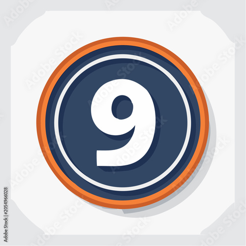 Number 9 icon with blue and orange circular design