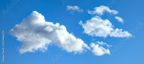 Bilde på lerret Natural scenery background blue sky with bright white clouds and clear