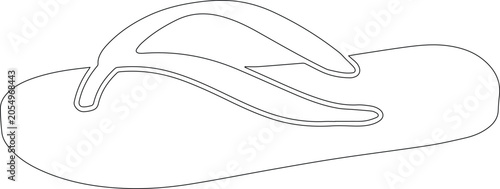 Cuadro en lienzo Minimalist flip flop vector outline, summer beach sandal line art, simple footwe