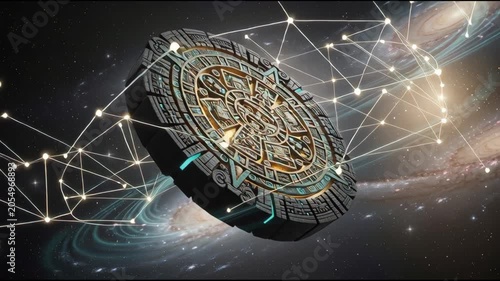 Tzolkin Maya Kin Symbol, Ancient Mayan Calendar Glyph, Celestial Exploration, Sacred Geometry