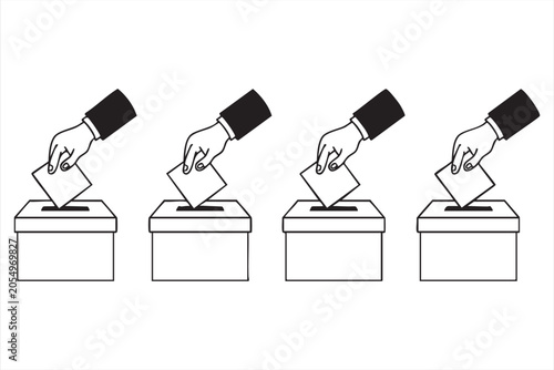 Bild auf Leinwand Hand Casting Vote Illustration for Political Polling and Civic Participation