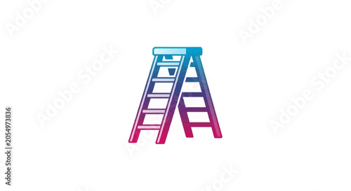 Folding stepladder with vibrant blue and magenta gradient