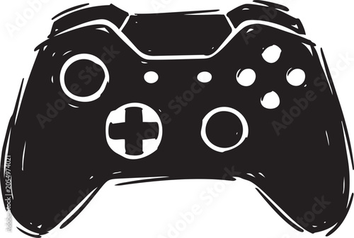 Black hand drawn video game controller sketch