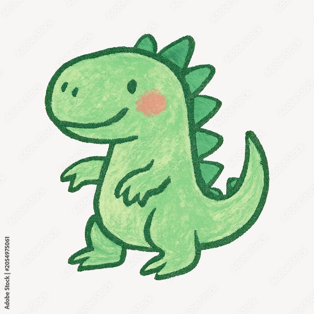 Obraz premium Cute green dinosaur illustration.