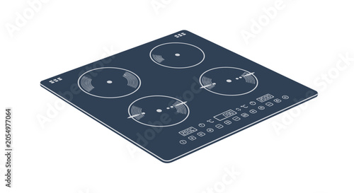 Modern Electric Induction Cooktop Four Burners.