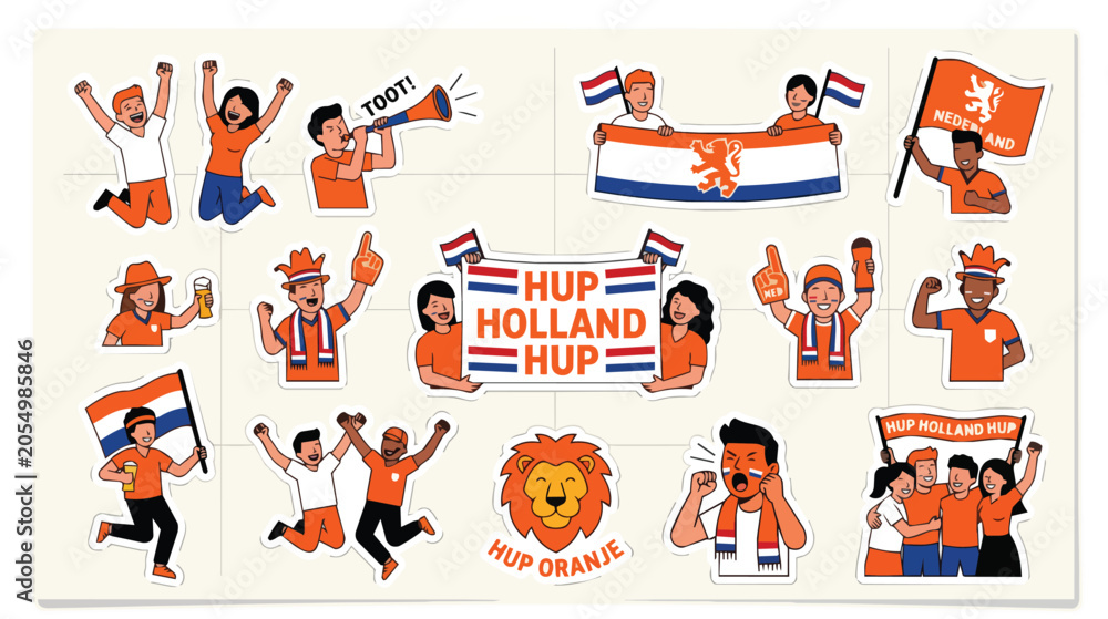 Fototapeta premium Netherlands football player in orange jersey cartoon style