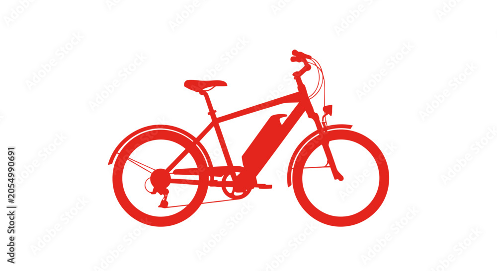 Fototapeta premium Red Electric Bicycle Illustration Silhouette Design.