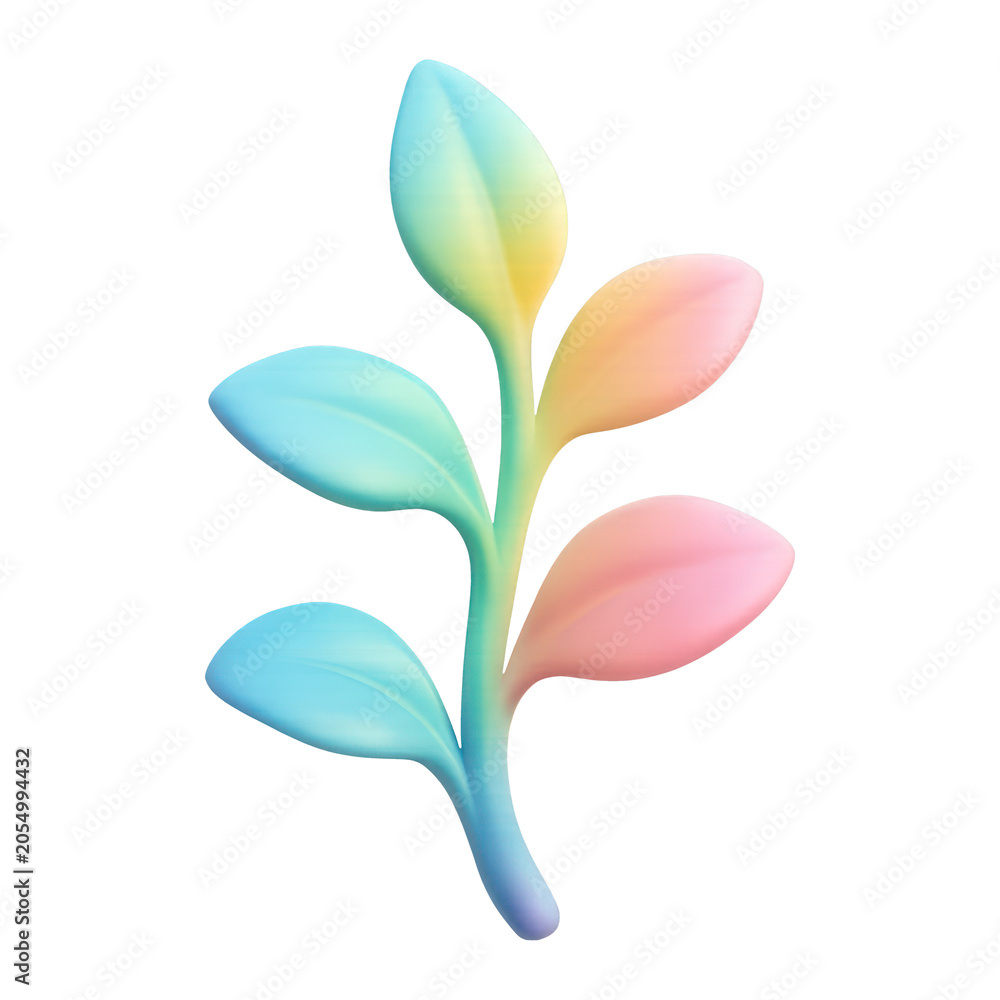 Obraz premium PNG Colorful gradient leaf illustration.