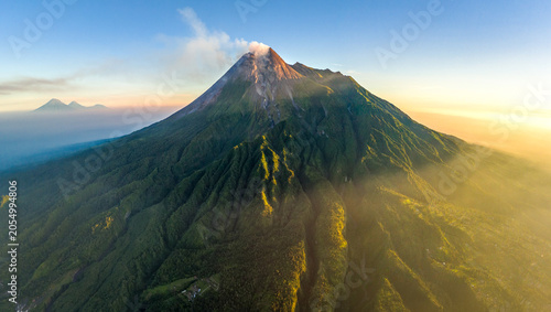 Foto Aerial view of Mount Merapi in the morning