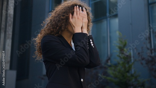 Valokuva Tired despair Caucasian business woman suffering lost job unemployment problem i