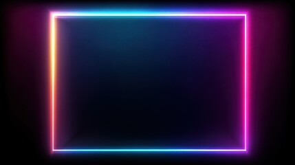 Vibrant Neon Rectangle Border with Glowing Gradient Effect on Dark Background