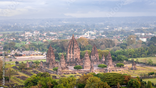 Obraz na plátně aerial view of Prambanan temple