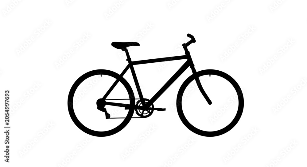 Fototapeta premium Simple Black Bicycle Illustration Side View.