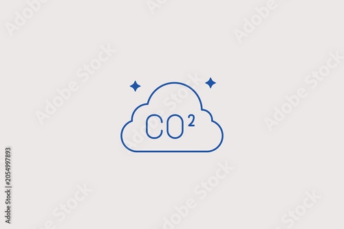 Fotografie CO2 carbon dioxide text inside cloud line icon for emission tracking app, ecological standard agency, air test lab