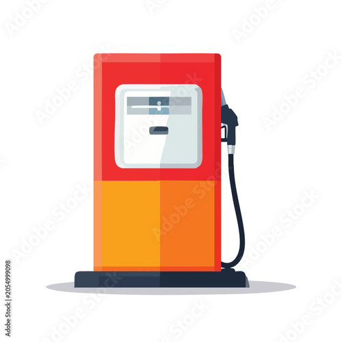 Red and orange gasoline fuel pump station icon.