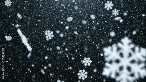 Winter snow falling snowflakes animation seamless loop realistic snowfall overlay soft cinematic winter background calm atmospheric effect high resolution video