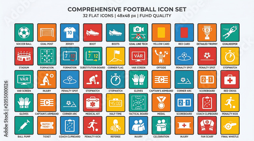 Comprehensive flat design early learning sticker sheet grid layout collection containing multiple mini colorful