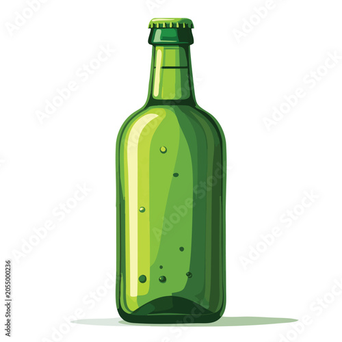 Illustration of a green glass bottle with bubbles inside.