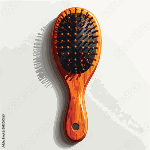 Wooden Hair Brush Isolated on a Light Background.