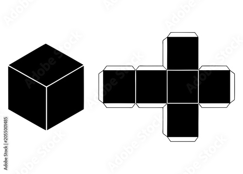 Tablou pe pânză cube net template unfolded cube layout