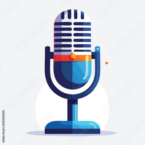 Retro style vintage studio microphone illustration on plain background.