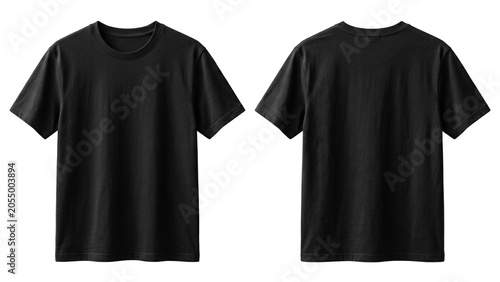 Cuadro en lienzo Black t shirt mockup front and back views on transparent background