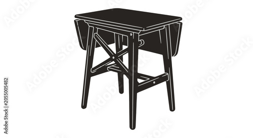 Bild auf Leinwand Black Folding Stool with Collapsible Seat.